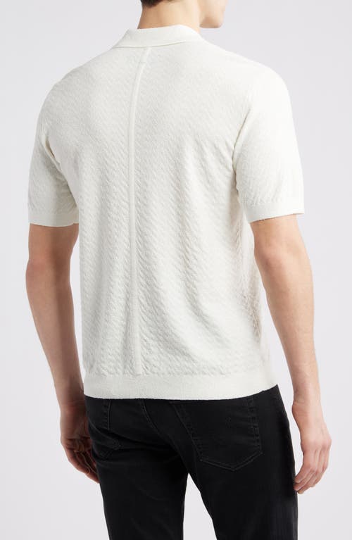 Rag & Bone Zuma Johnny Collar Chevron Terry Cloth Polo Sweater