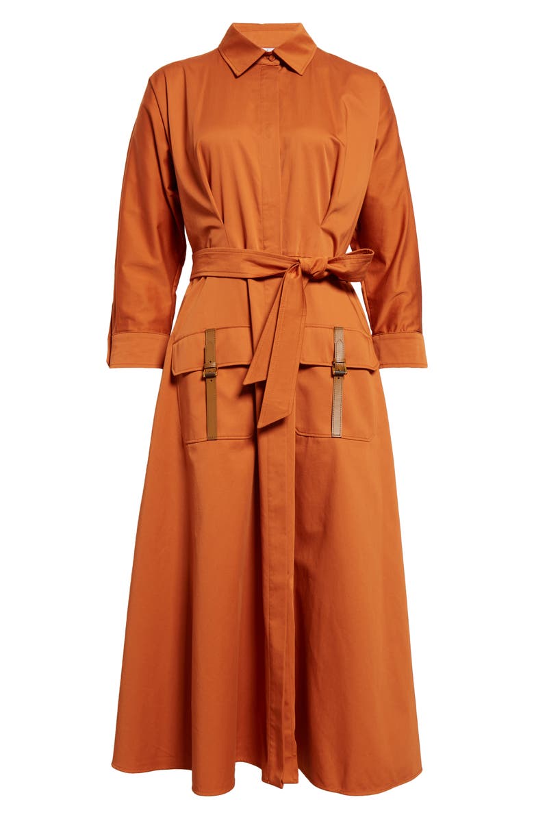 Max Mara Sibari Belt Pocket Detail Cotton Blend Shirtdress, Alternate, color,