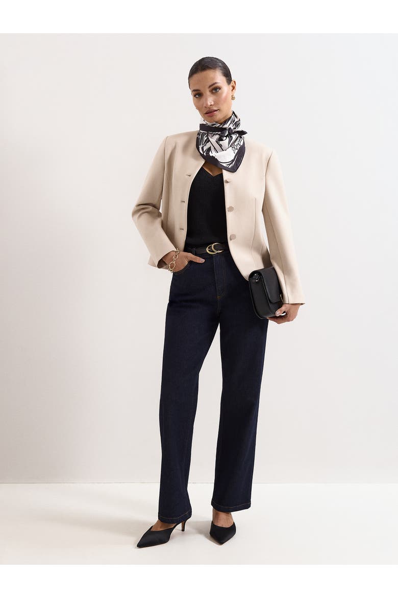 Carla Sculpted Ponte Jacket, Alternate, color, Stone