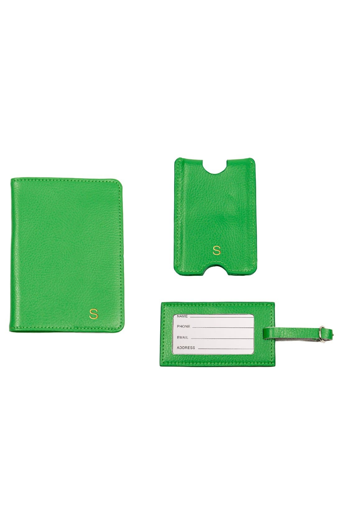 Cathy's Concepts Monogram Passport Case & Luggage Tag, Alternate, color, 