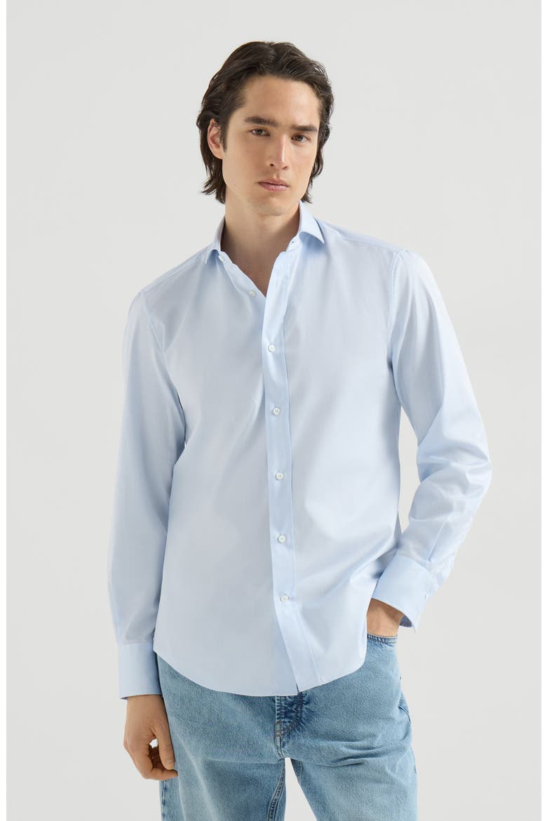 Twill shirt with spread collar, Main, color, Azure