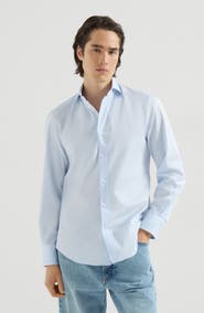 Brunello Cucinelli Twill shirt with spread collar