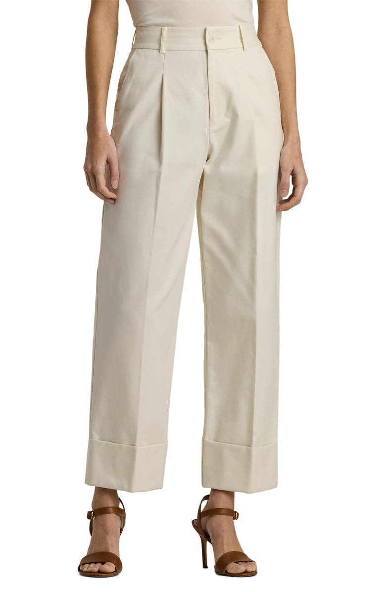 Lauren Ralph Lauren Double Faced Stretch Cotton Ankle Pants, Main, color, 