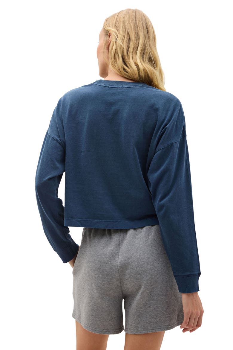 The Relaxed Crop Long Sleeve Tee, Alternate, color, Moonlit Ocean