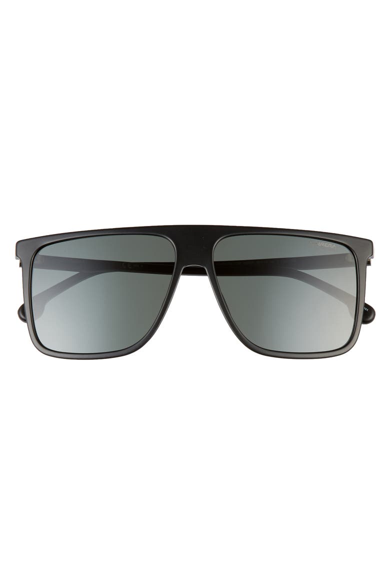 58mm Rectangle Sunglasses, Alternate, color, MATTE BLACK
