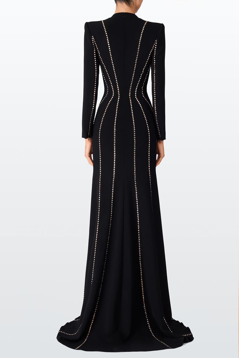 Victoire Rhinestone-Embellished Maxi Gown, Alternate, color, Liquorice