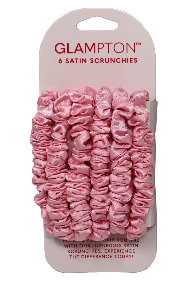 Pack of 6 Satin Scrunchies, Main, color, PINKS