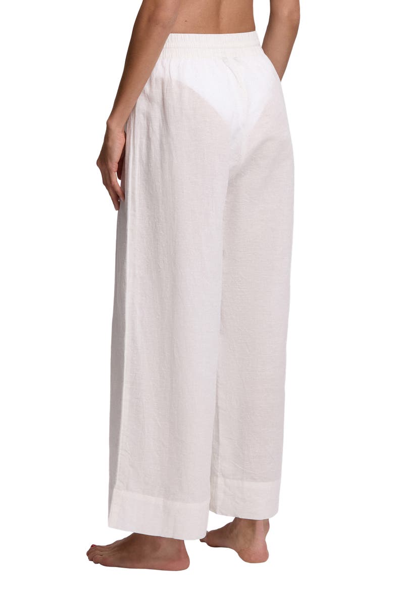 Wide Leg Linen & Cotton Cover-Up Drawstring Pants, Alternate, color, CREAM WHT
