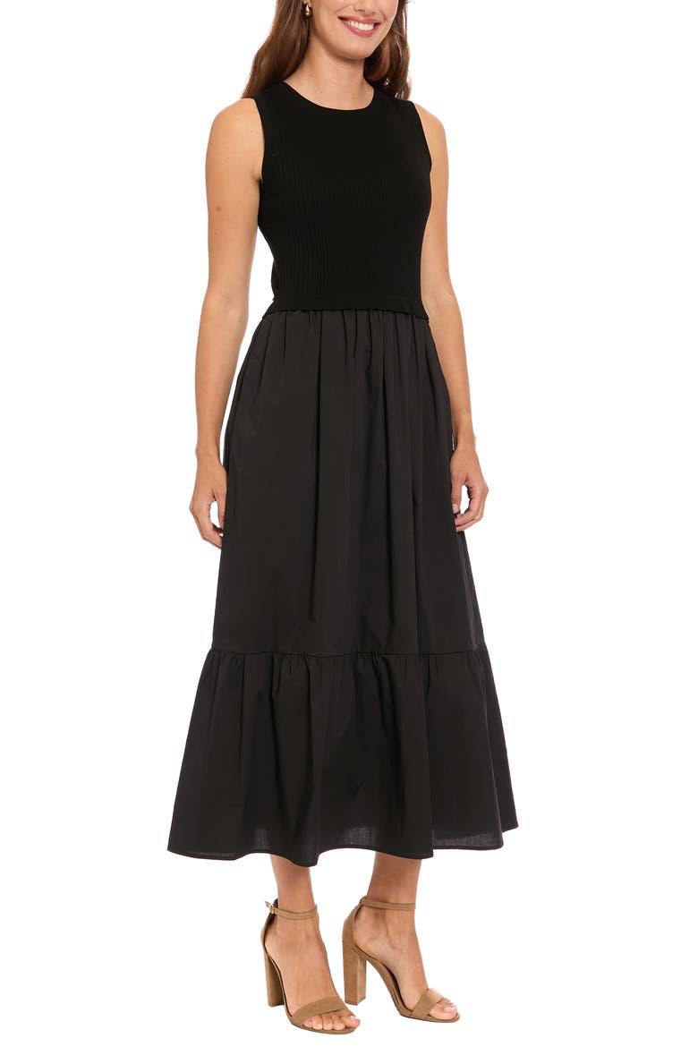 Mixed Media Maxi Dress, Alternate, color, BLACK