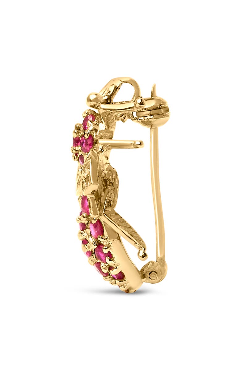 Haus of Brilliance 14K Yellow Gold Red Ruby Bee Brooch Pin, Alternate, color, Yellow