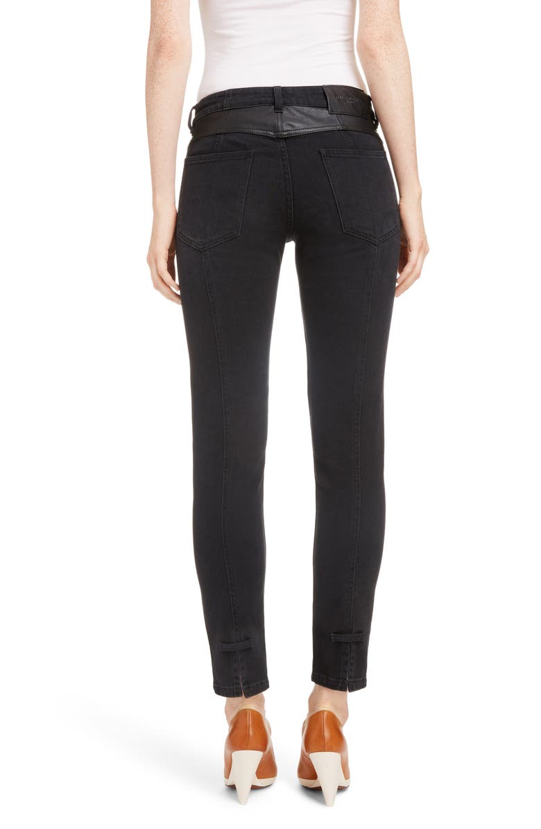 Givenchy Leather Detail Ankle Skinny Jeans, Alternate, color, 