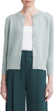 Vince Three Quarter Sleeve Wool & Cashmere Cardigan