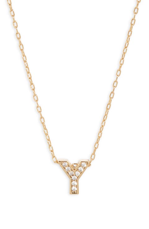Pavé Cubic Zirconia Initial Necklace