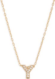 Nordstrom Pavé Cubic Zirconia Initial Necklace
