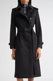Burberry Kensington Belted Waterproof Cashmere Trench Coat