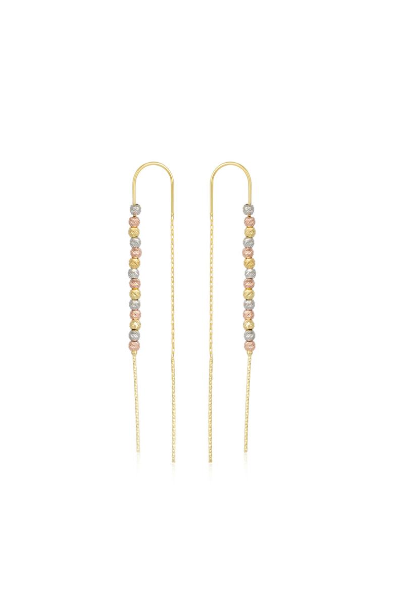 Sterling Silver Dorica Chain Bead Drop Earring, Main, color, Rose gold
