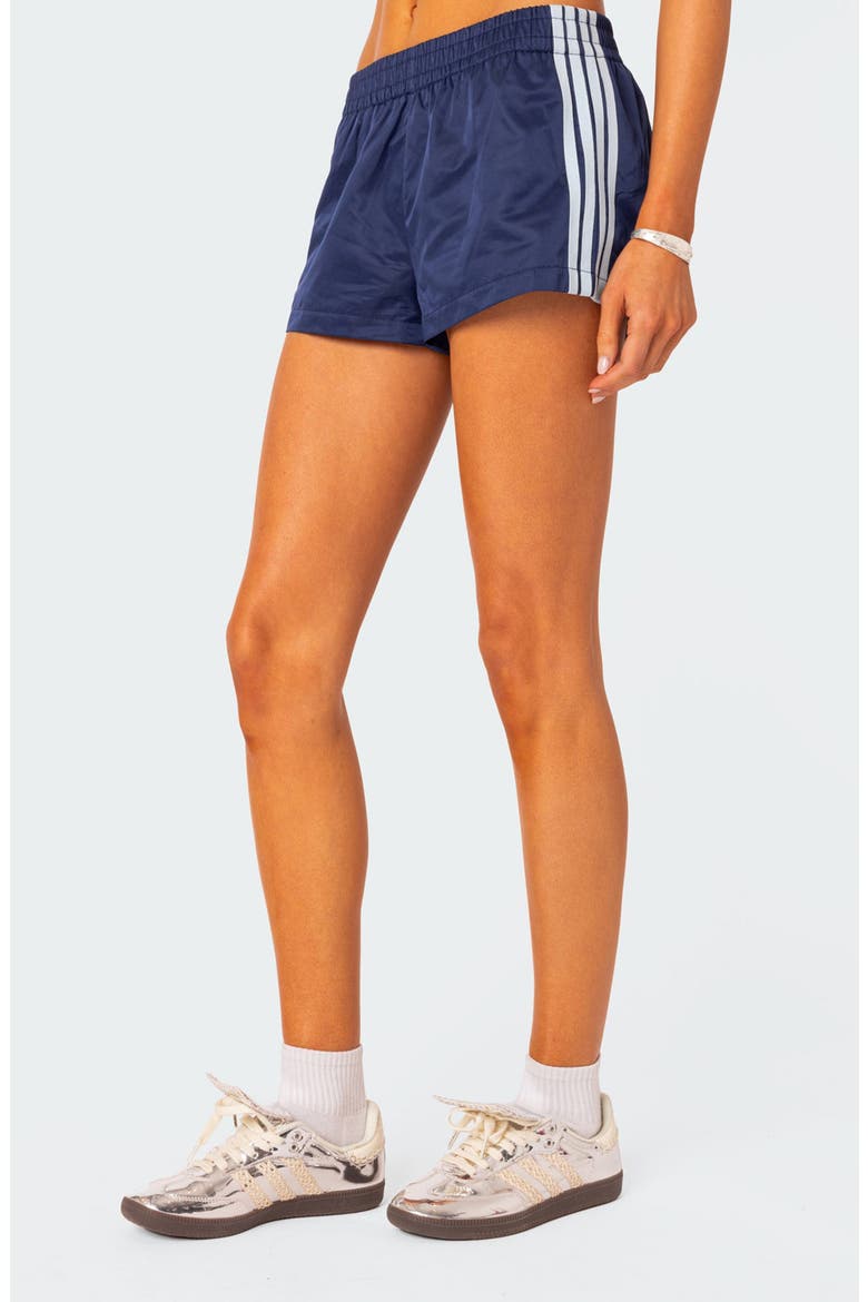 Nikki Stripe Nylon Shorts, Alternate, color, NAVY