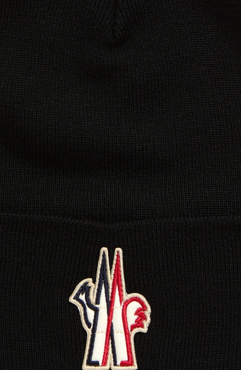 Moncler Grenoble Logo Patch Virgin Wool Beanie, Alternate, color, Black