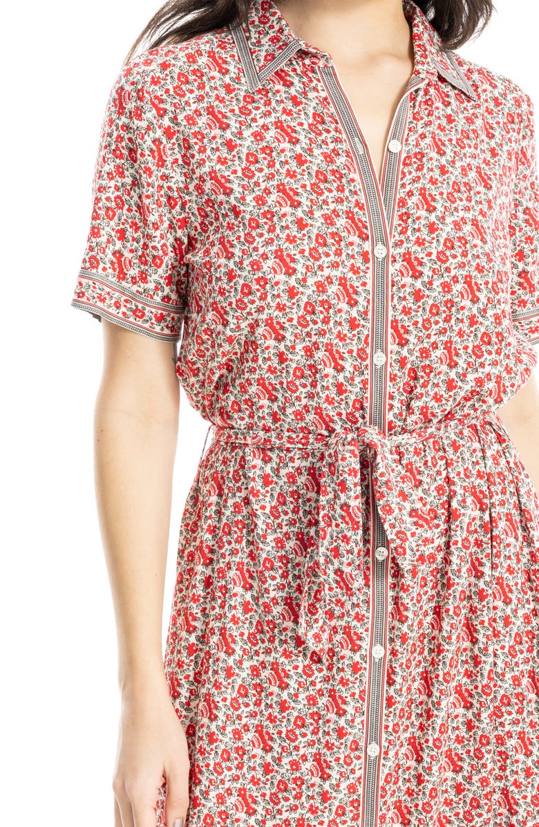 MAX STUDIO Short Sleeve Shirtdress, Alternate, color, Ecru/ Watermelon Daisy