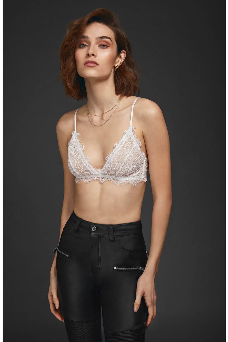 Ivory Lace Bra With Trim, Alternate, color, IVORY