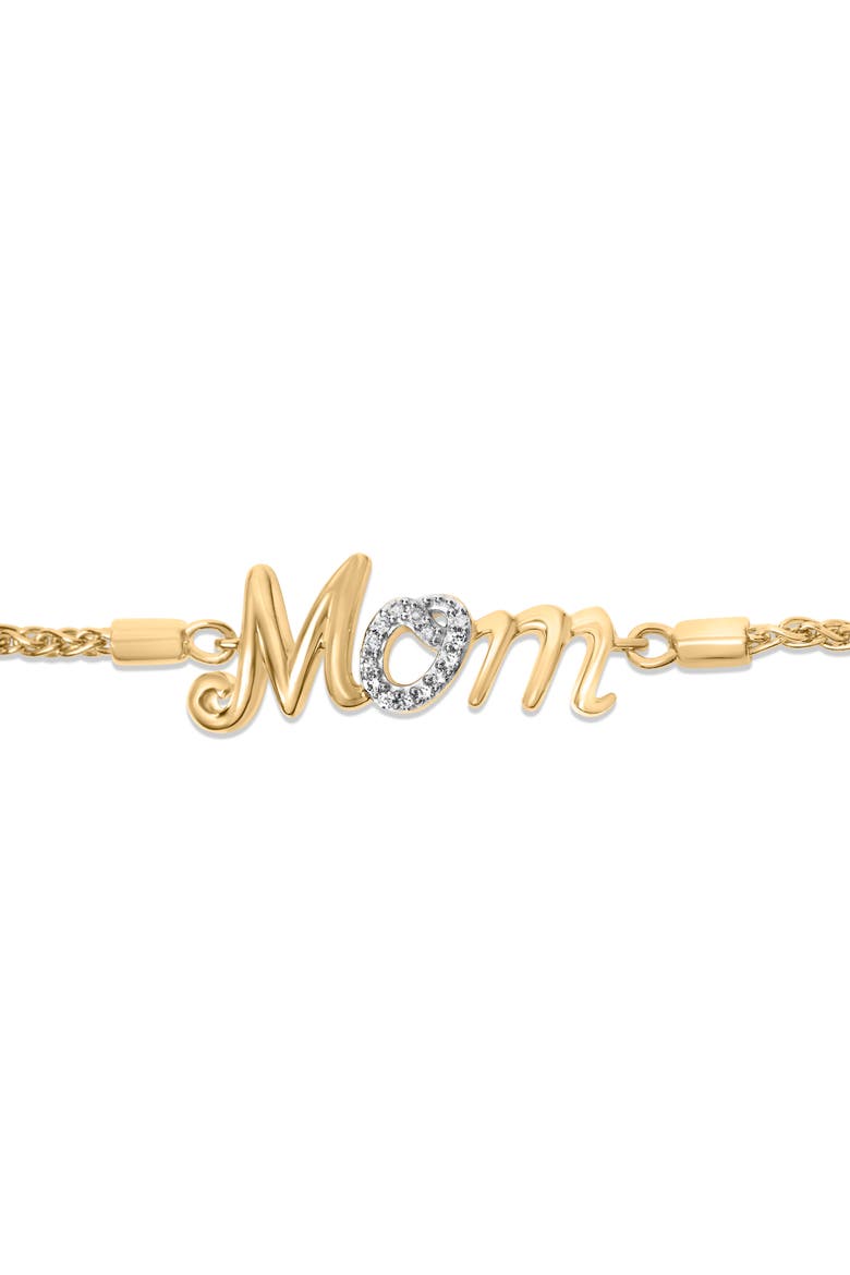 Gold Vermeil Diamond Accent "MOM" Lariat Bolo Bracelet, Alternate, color, Silver