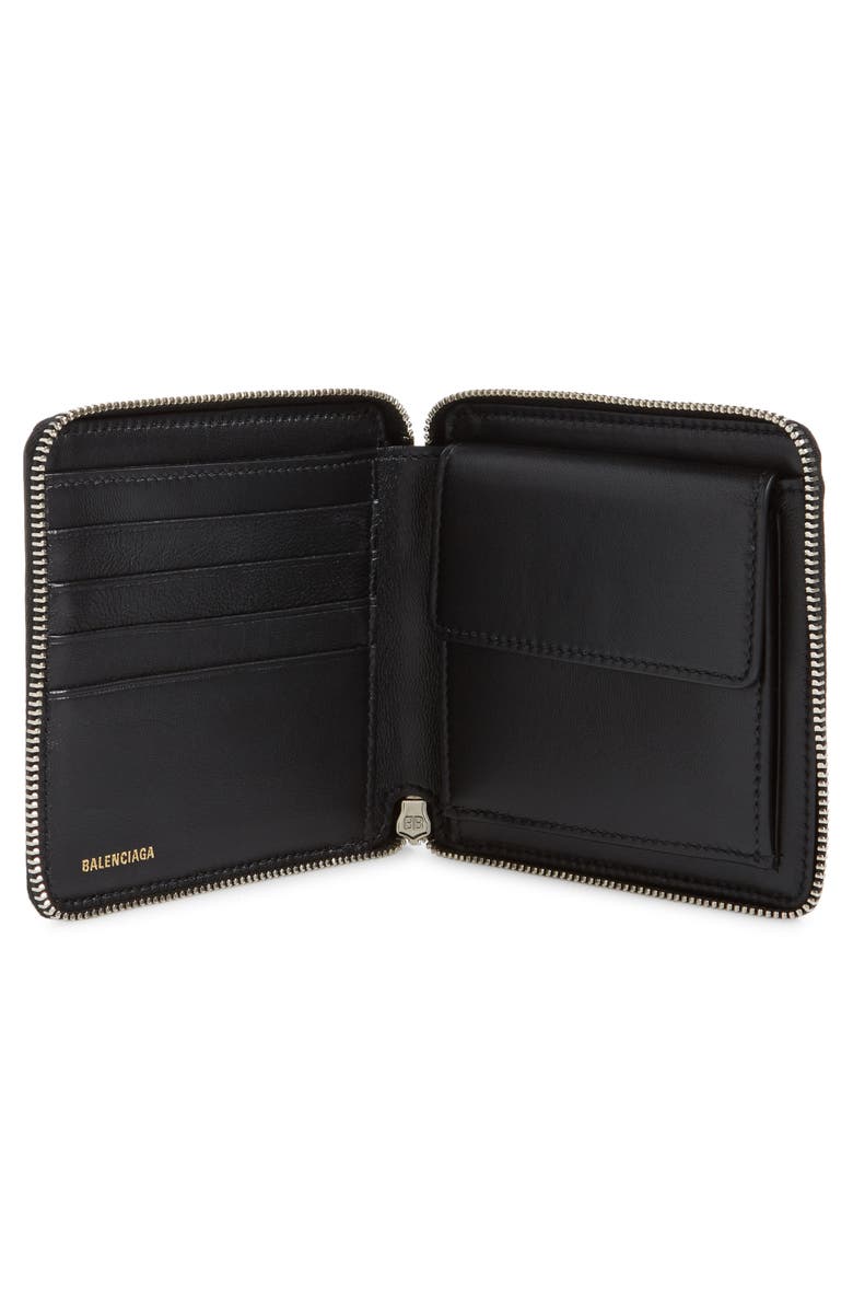 Balenciaga Ville Croc Embossed Leather Square Wallet, Alternate, color, 