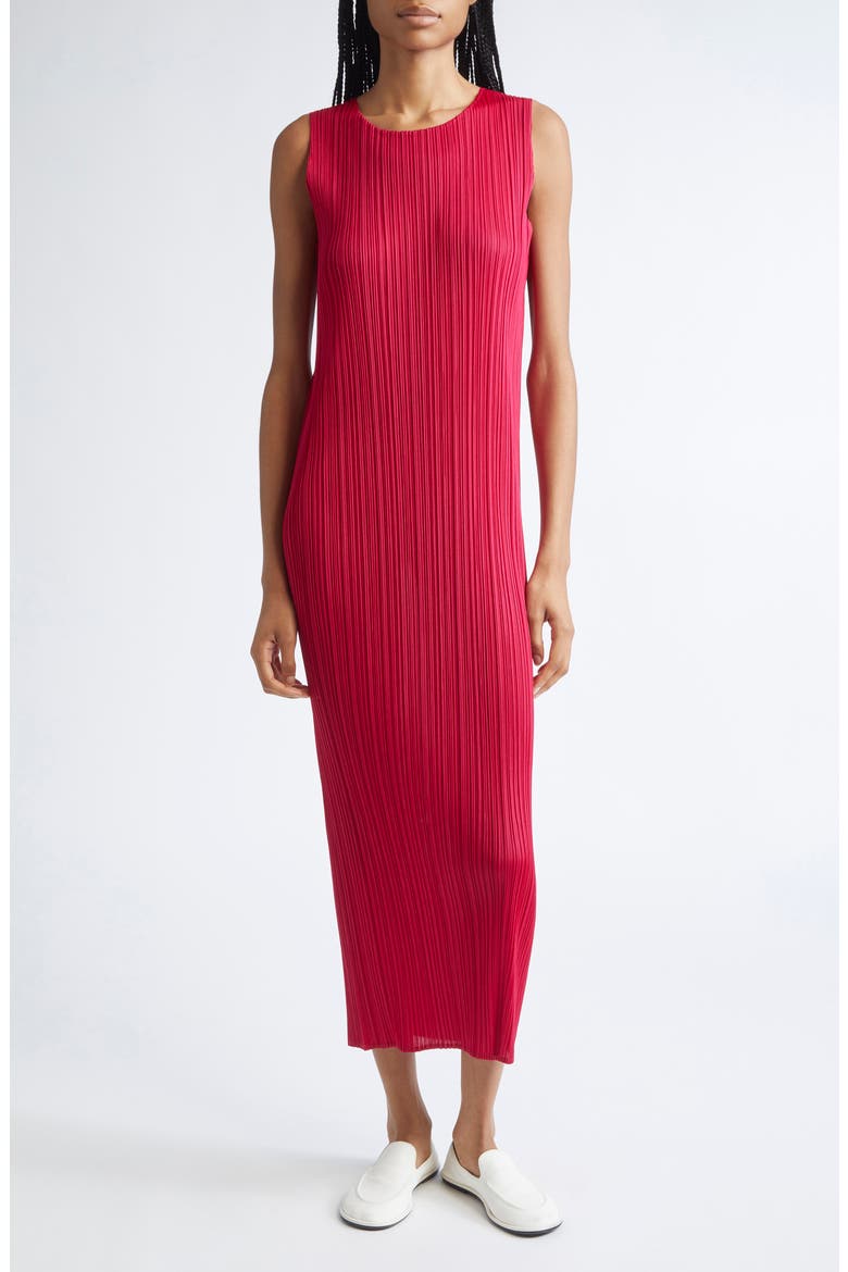 New Colorful Basics 4 Pleated Sleeveless Dress, Main, color, CARMINE
