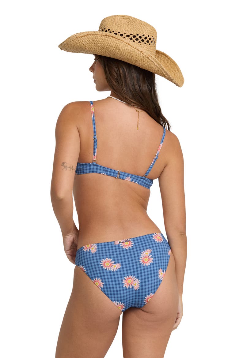 Western Sky Lowrider Gingham Floral Bikini Bottoms, Alternate, color, TRUE NAVY