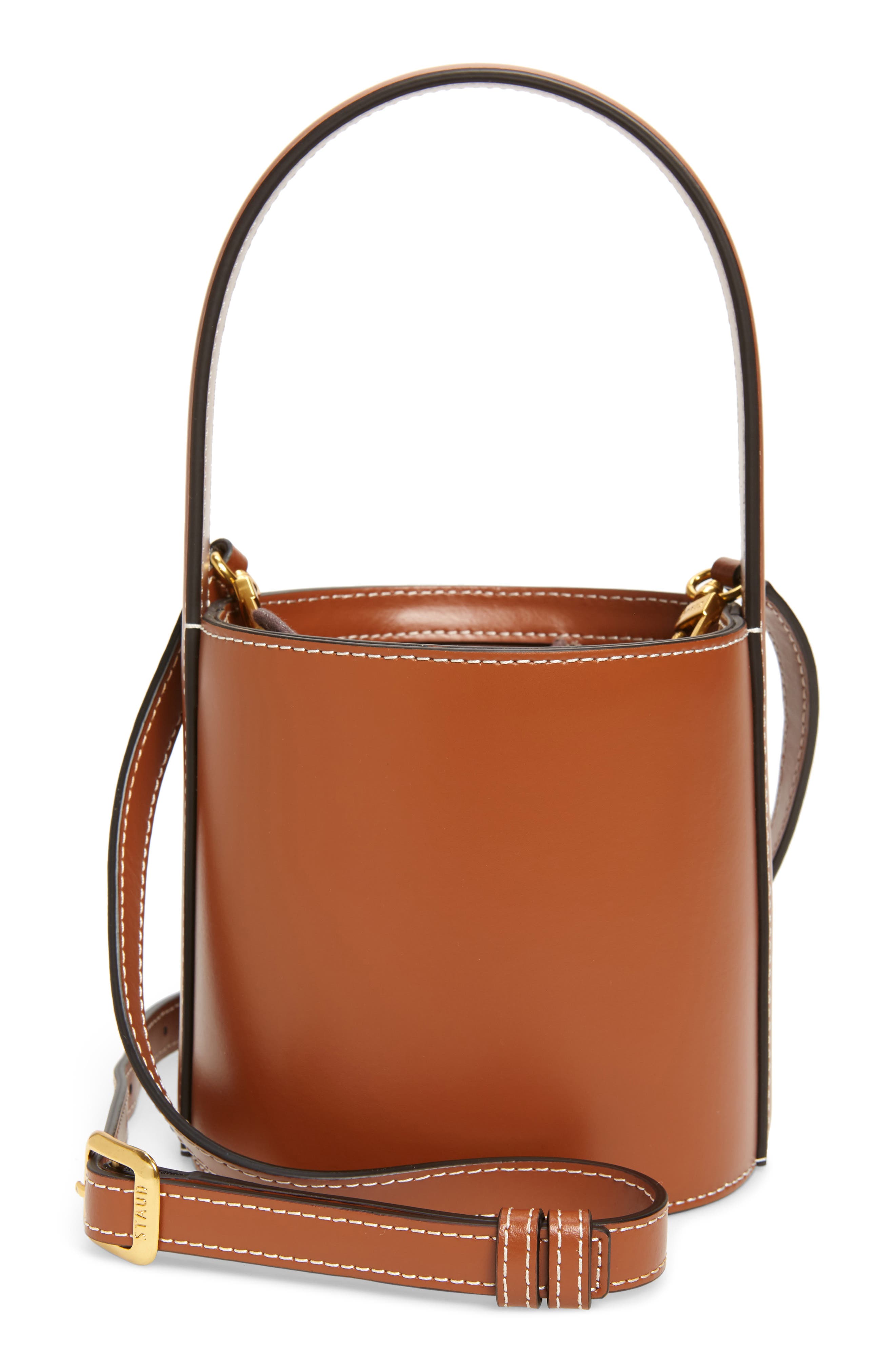 STAUD Mini Bissett Leather Bucket Bag, Main, color, 