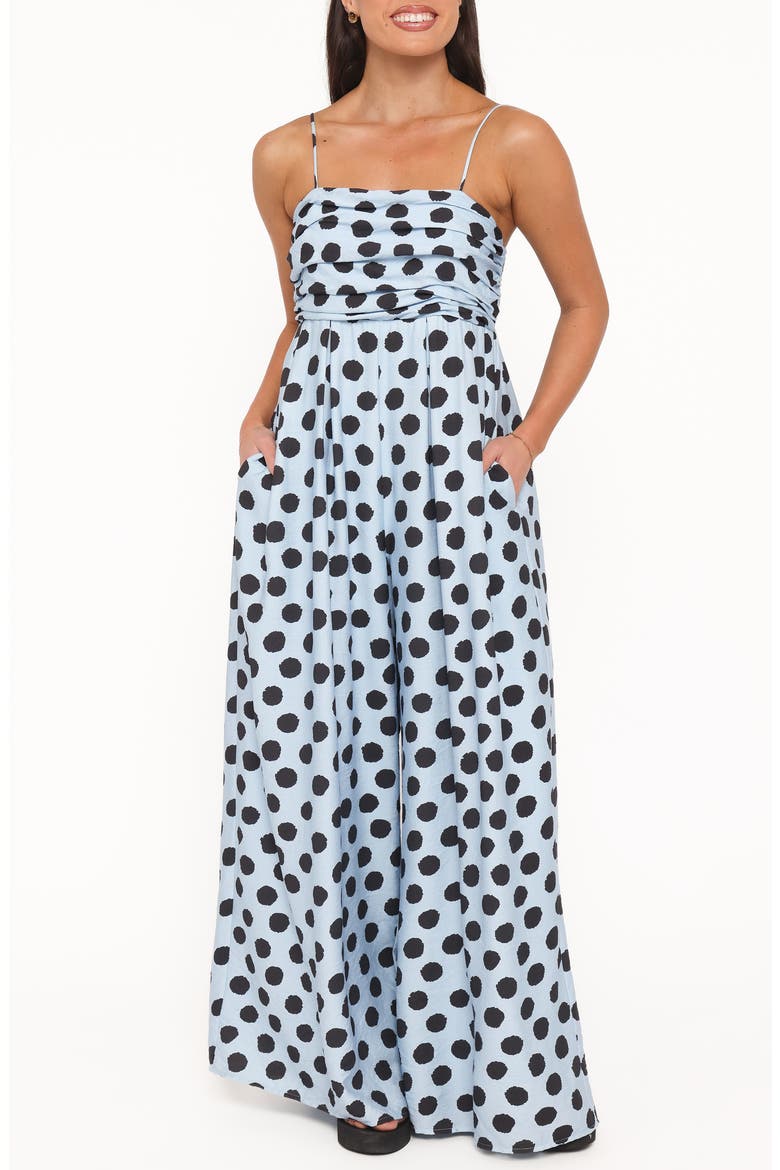 Pricilla Dot Sleeveless Jumpsuit, Main, color, BLUE POLKA DOT