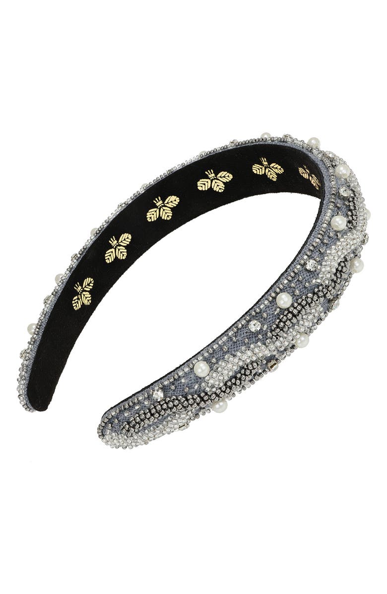 L. Erickson Perrine Beaded Headband, Main, color, Grey