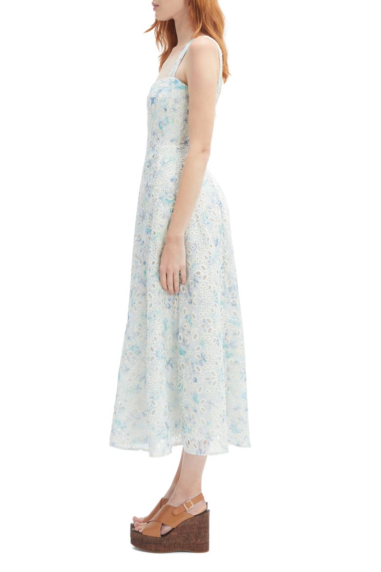 Adaline Eyelet Embroidered Corset Midi Dress, Alternate, color, BLUE WHITE