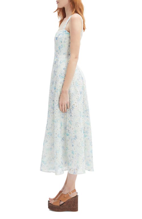 Bardot Adaline Eyelet Embroidered Corset Midi Dress In White