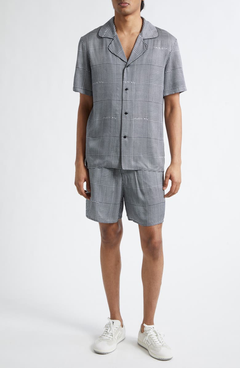 Balmain Prince of Wales Logo Shorts, Alternate, color, Eab Blk/ White