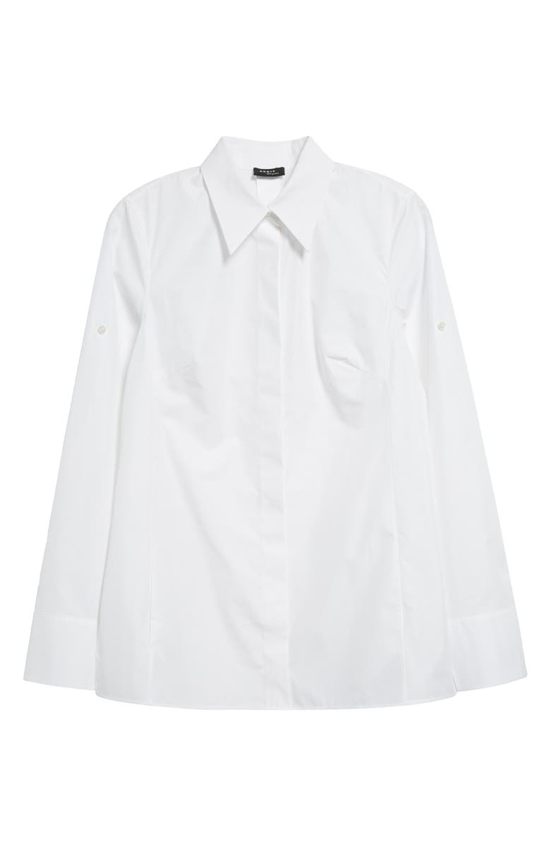 Akris Cotton & Silk Button-Up Tunic Shirt, Alternate, color, 