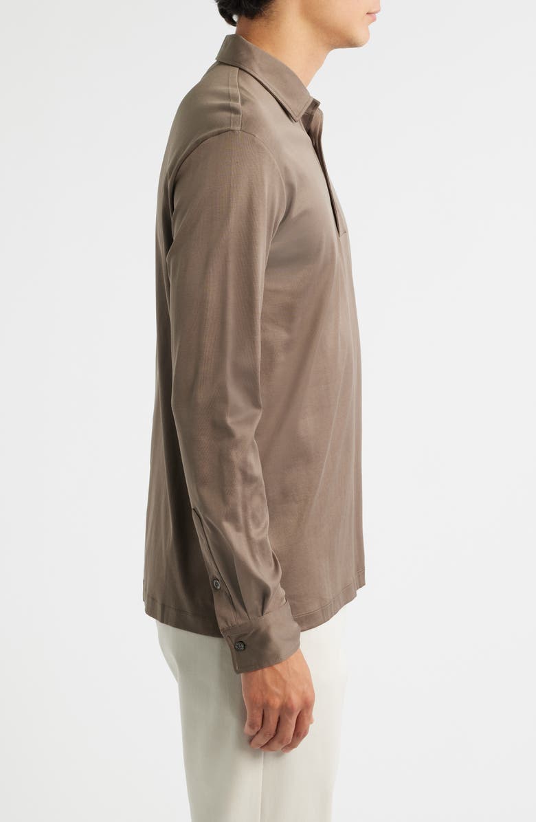 Aurélien Mercerized Cotton Long Sleeve Polo, Alternate, color, Ash Grey
