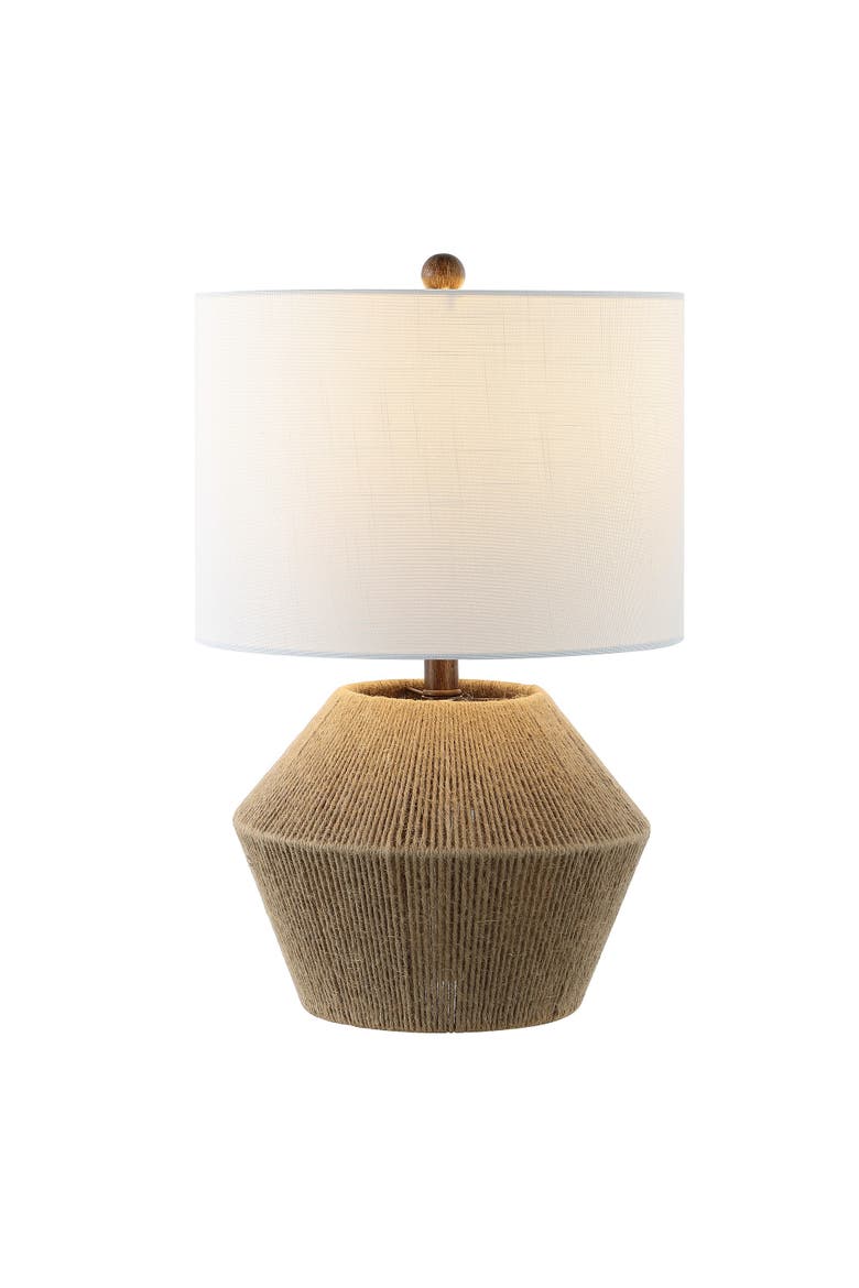 Alma 21.75" Coastal Rustic Iron/Rope LED Table Lamp, Brown, Main, color, Brown