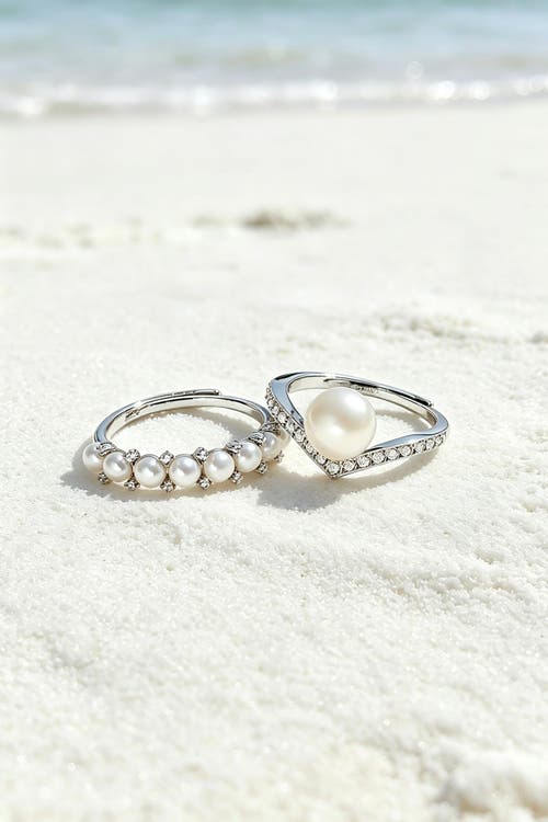 Classicharms Freshwater Pearl Stackable Ring Set In Multi