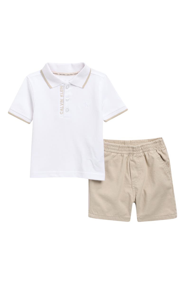 Calvin Klein Polo & Shorts Set, Main, color, White Assorted