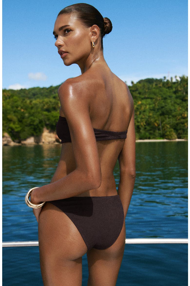 Decorative Ring Bandeau Bikini Top, Alternate, color, BROWN