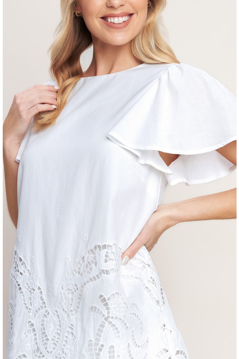 Embroidered Cotton Shift Dress, Alternate, color, OFF WHITE