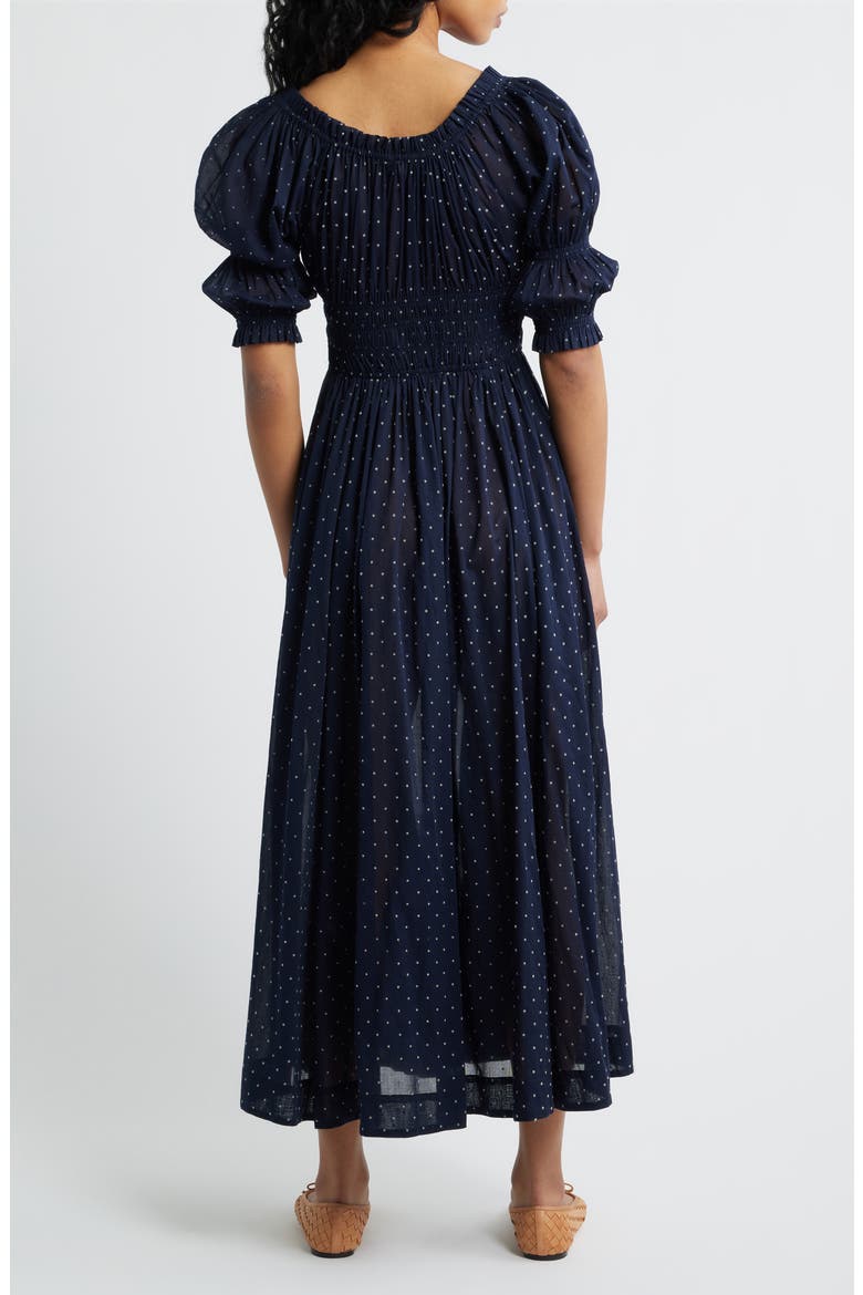 Ischia Convertible Organic Cotton Maxi Dress, Alternate, color, NAVY FLOCK DOT