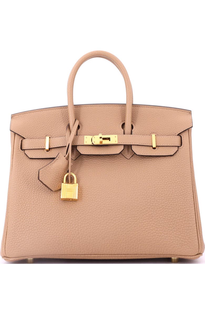 Pre-Owned Hermes Birkin Handbag Brown Togo with Gold Hardware 25, Main, color, Chai