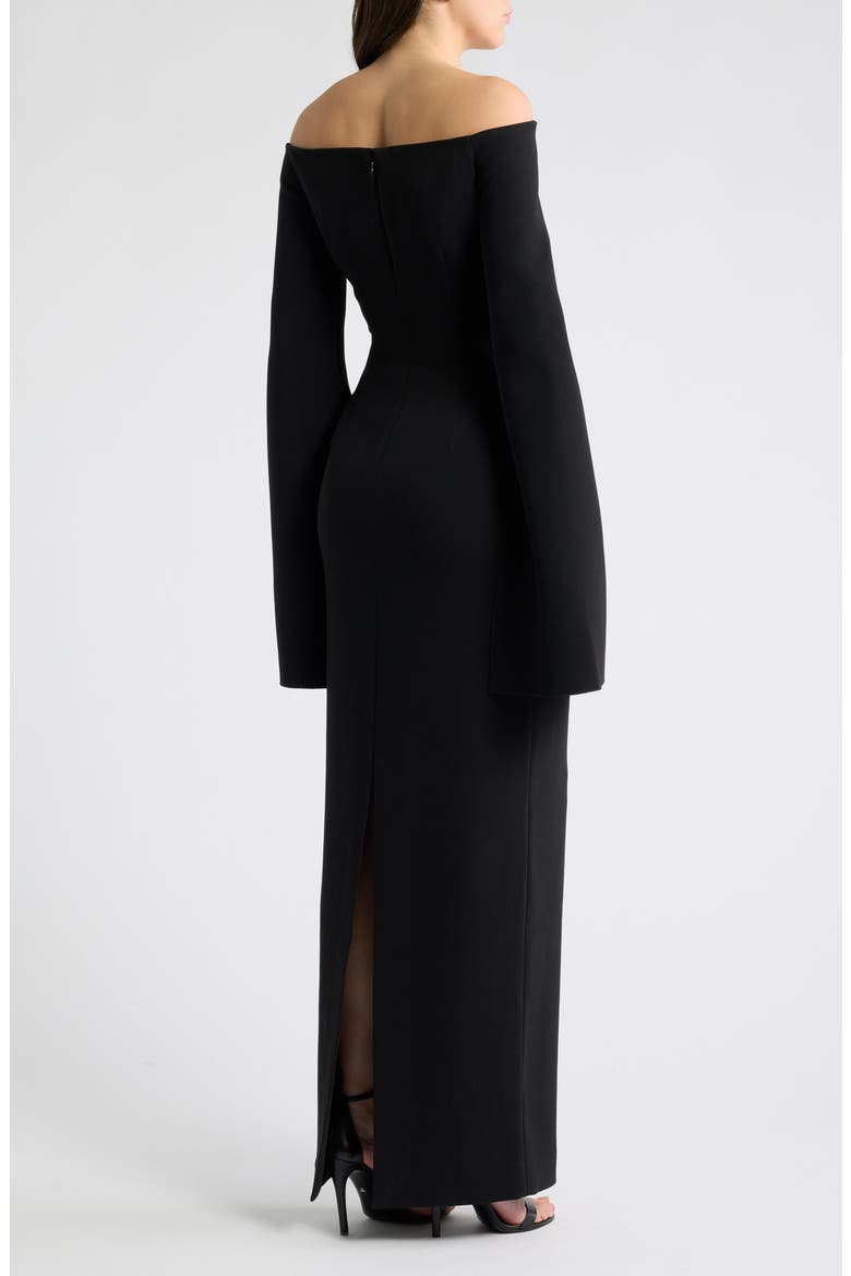 Marcella Fluted Sleeve Maxi Dress, Alternate, color, BLACK