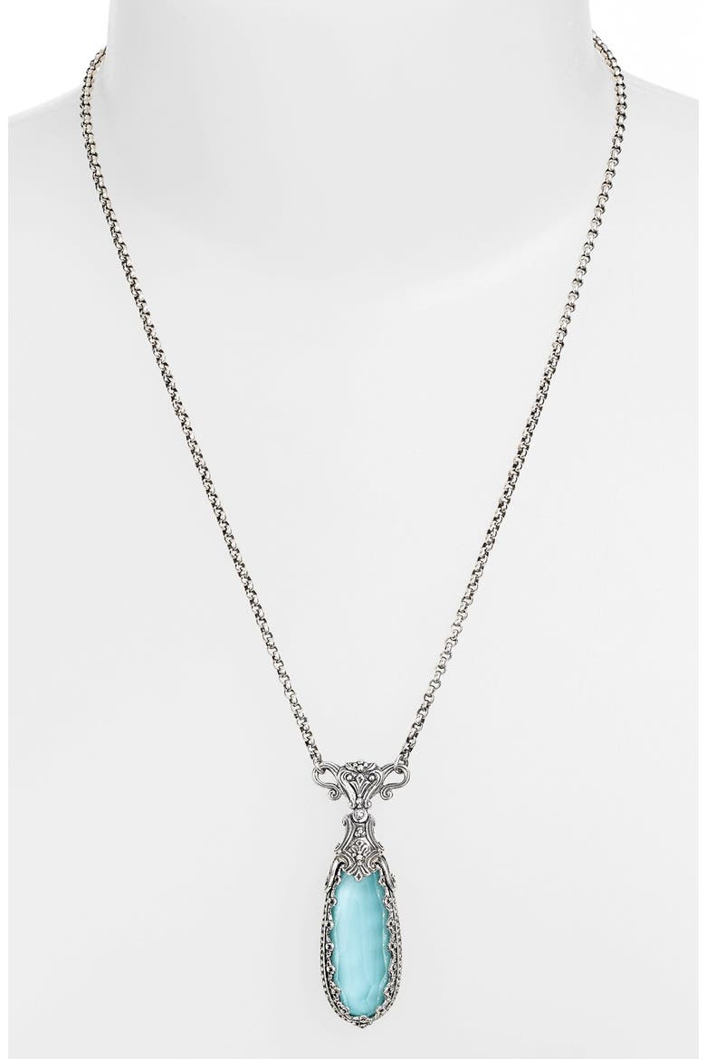 'Aegean' Teardrop Pendant Necklace, Alternate, color, SILVER/ TURQUOISE