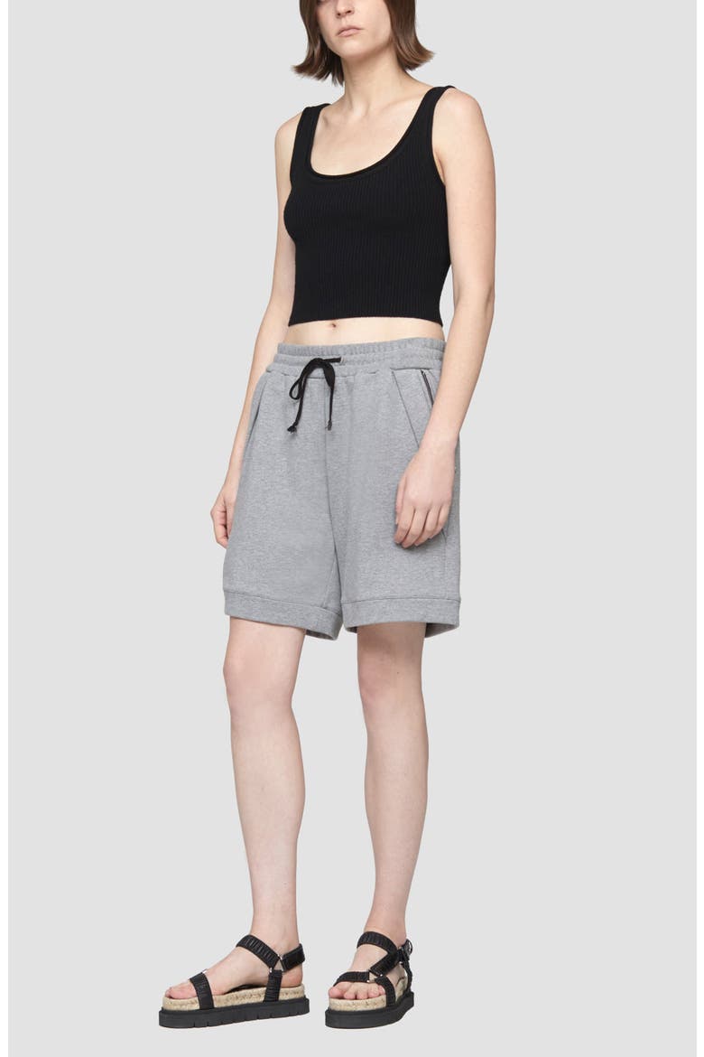 French Terry Pull On Shorts, Alternate, color, GREY MELANGE