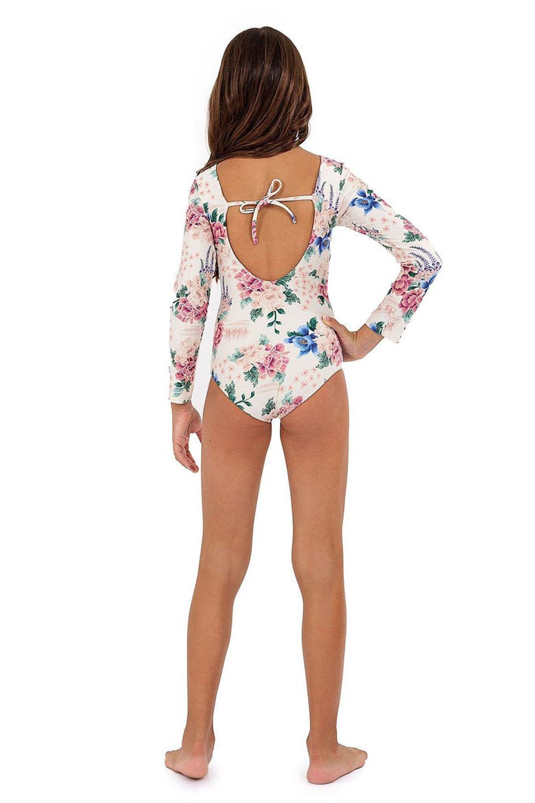Kids' Honey Ivy Long Sleeve One-Piece Rashguard Swimsuit, Alternate, color, MULTICOLOR