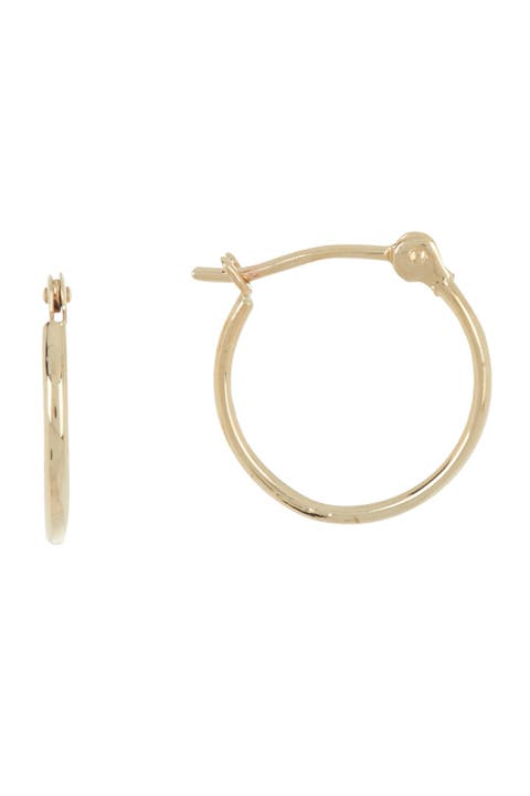14K Yellow Gold 13mm Small Tube Hoop Earrings