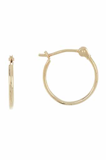 CANDELA JEWELRY 14K Yellow Gold 13mm Small Tube Hoop Earrings