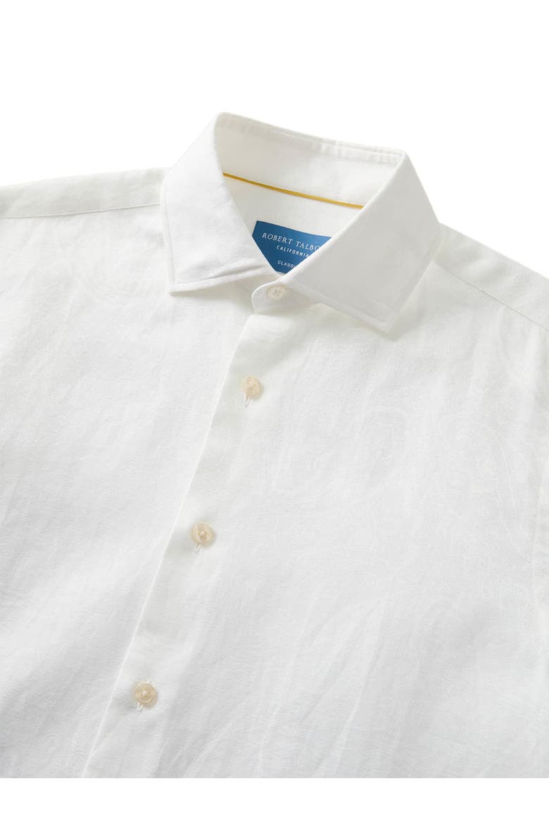 Reynolds Paisley Jacquard Cotton Linen Blend Shirt in Contemporary fit, Alternate, color, White